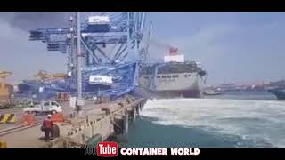 Big Ship Crashes into new Gantry cranes DISASTER [upl. by Kurys533]