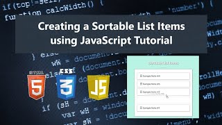 Creating a Sortable List Items using JavaScript Tutorial DEMO [upl. by Briano]