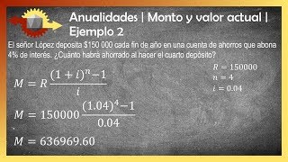 Anualidades  Monto y valor actual  Ejemplo 2 [upl. by Gram450]