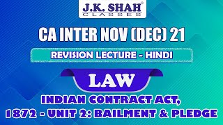 Indian Contract Act 1872  Unit 2Bailment amp Pledge  Hindi  English [upl. by Stephen]