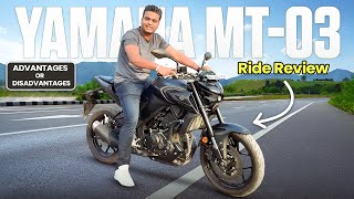 Man and machine with good raw power  Yamaha MT03 ride review  300cc twin cylinder bikes in India [upl. by Leimaj]