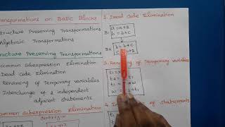 Compiler Design Optimization of Basic Blocks Transformations of Basic Blocks [upl. by Seraphim]