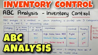 1 ABC Analysis Concept  Inventory Control  Material Cost  By Saheb Academy  CA INTER [upl. by Ennyroc]