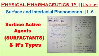 Surfactants  Types Of Surfactants  Physical Pharmaceutics  L6 Unit3  B pharmacy 3rd Sem [upl. by Pomfret]