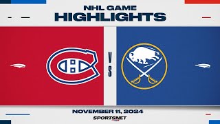 NHL Highlights  Canadiens vs Sabres  November 11 2024 [upl. by Cogan133]