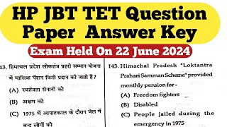 HP JBT TET Question Paper  Exam Held 22 June 2024  General Awareness  Answer Key [upl. by Amein]