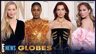 Jennifer Lawrence Dua Lipa and More BEST Red Carpet Moments  2024 Golden Globes [upl. by Astrix]