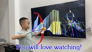 Boy Pretends to Break TV  Funniest Broken TV Screen Prank [upl. by Marjory]