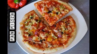 How To Make Pizza On Pan Or Tawa  How To Make Pizza Without Oven vegetable pizza recipe [upl. by Yve359]