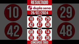 DUPLA SENA hoje  26072024  Resultado concurso 2693 [upl. by Nebe99]