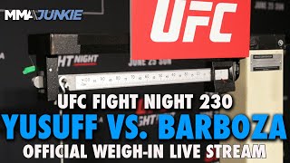 UFC Fight Night 230 Yusuff vs Barboza Official Weighin Live Stream  Fri 12 pm ET 9 am PT [upl. by Inhsor901]