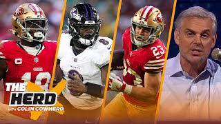 Christian McCaffrey Lamar Deebo highlight Colins Top 10 players in Ravens49ers  NFL  THE HERD [upl. by Goodson77]