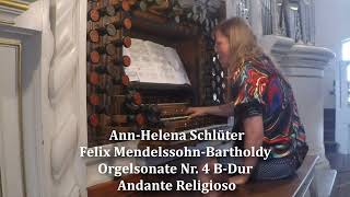 Mendelssohn IV Sonate BDur Andante religioso Trost Orgel Waltershausen [upl. by Rehpotsirk]