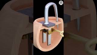 Antique Padlock and Key  How lock Works Animation  Clip 83 [upl. by Hagi]