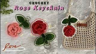 CROCHET KEYCHAIN  Crochet Rose 🌹🌹 Crochet Flower Keychain Easy [upl. by Nasaj]