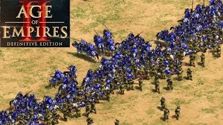 Age of Empires II Definitive Edition  1000 Elite Leitis vs 1000 Elite Samurai amp Teutonic Knights [upl. by Ateerys]