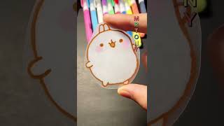 Keychain Molang⚪️Shrinky dinks tiny charm shorts molang shrinkplastic shrinkydinks diy charm [upl. by Brana]