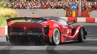 Ferrari FXX K EVO screaming in the streets of Milan during the 2018 F1 Live Festival [upl. by Treborsemaj293]