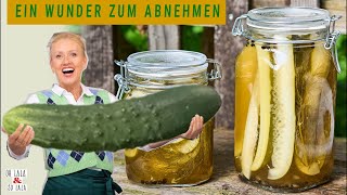 Gurken einmachen❗️2 Rezepte So purzeln die Pfunde ✅ Fett auflösen mit Tatronsäure 👍 süß sauer amp Senf [upl. by Gessner]