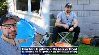 Garten Update Rasenmäher Roboter WORX und Sandfilteranlage INTEX für meinen Pool 4K [upl. by Burget]