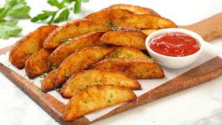 Crispy Potato Wedges  Perfect Oven Baked Snack Side or Appetizer [upl. by Orianna727]