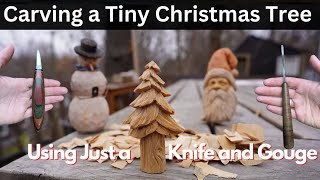 Carving a Simple Cute Christmas Tree with Only a Knife and Gouge [upl. by Sandor829]