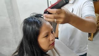 Women shaves off all her hair at barbershop [upl. by Leind]