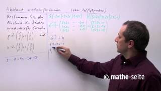 Abstand windschiefer Geraden berechnen über Lotfußpunkt Beispiel 2  V0310 [upl. by Enala]