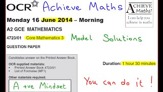 Alevel Maths OCR June 2013 Core Mathematics 3 C3 complete paper [upl. by Tristis572]