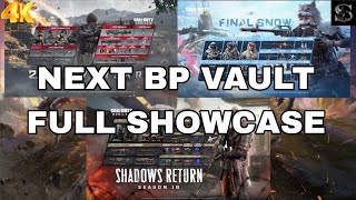 Next Season 10 BP Vault Full Showcase  2nd Anniversary BP  Shadow Return BP  Final Snow BP CODM [upl. by Ueihtam]