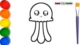 Jellyfish Drawing and painting for kids and toddlers [upl. by Aknaib233]