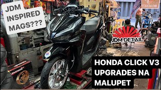 HONDA CLICK V3 MALUPITANG UPGRADES  RCB ACCESSORIES  LEVEINGER MAGS 10 SPOKES GLASS SILVER [upl. by Ariad]