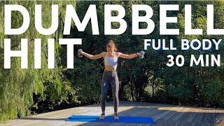 30 MIN FULL BODY DUMBBELL HIIT  At home Sweaty Cardio Toner Warmup amp Cooldown [upl. by Erdda]