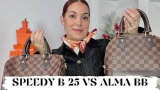 COMPARING TWO LOUIS VUITTON CLASSICS SPEEDY B 25 VS ALMA BB 👜 Do you need both Choosing my fave [upl. by Attinahs]