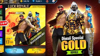 Diwali spacial gold royal event 🥳🤯 free gloo wall free bundle free emote 🥳🤯 free fire new events🥳 [upl. by Yrffej]