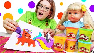 Knetspaß mit Lena Wir machen aus Knete ein Bild Play Doh Video für Kinder [upl. by Perloff]