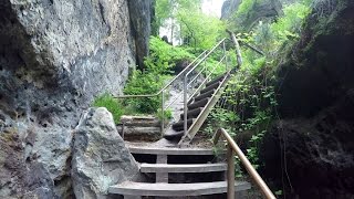 Zurücksteig POV Wanderung Klettersteige und Stiegen Sächsische Schweiz Elbsandsteingebirge Gopro 4k [upl. by Idnahc]