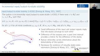 M Müller Incremental inputoutputtostate stability and optimizationbased state estimators [upl. by Kobe]