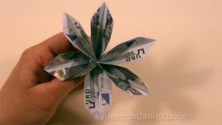 Geldscheine falten Blume  Geldgeschenke basteln  Geld falten Blüte [upl. by Adnahc]