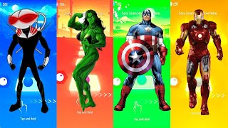 Epic Showdown Black Manta vs SheHulk vs Captain America vs Iron Man  Tiles Hop EDM Rush [upl. by Novej]