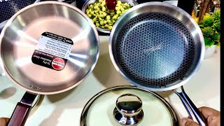 Prestige HoneyComb Triply Steel Frypan  Hawkins Triply Steel Frypan  Prestige Vs Hawkins Cookware [upl. by Terrab934]