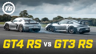 Porsche 911 GT3 RS vs Cayman GT4 RS Definitive Track Test  Top Gear [upl. by Eldoree]