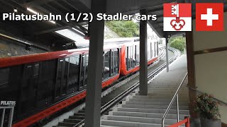 Pilatusbahn 12  New Stadler rolling stock Sep 2023 4K Switzerland railway Pilatus [upl. by Blaise669]