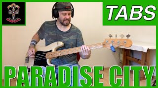 quotParadise Cityquot bass tabs cover gunsnroses PLAYALONG [upl. by Branca]