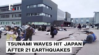 First Tsunami Waves Hit Japan After 76 Magnitude Earthquake [upl. by Asilenna]