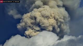 Nov 1 2024 Significant Eruption of Popocatépetl Volcano Mexico in 4K Ultra HD [upl. by Philis]