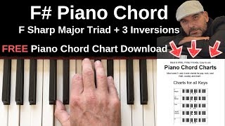 F Piano Chord  F Sharp Major  Inversions Tutorial  FREE Chord Chart [upl. by Oneladgam]