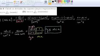 08  Cálculo Diferencial e Integral  Derivadas da função secante e função cossecante [upl. by Joselow]