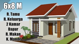 Rumah Kecil Super Lengkap   Desain Rumah Minimalis Sederhana 6x8 Meter 2 Kamar Tidur [upl. by Namwob314]