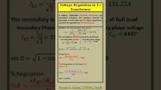 Voltage Regulation of three phase star delta transformer at full load pf unity powertransformer [upl. by Norbie990]